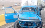 یسان آبی مچاله شده بعد از تصادف هولناک با تریلی